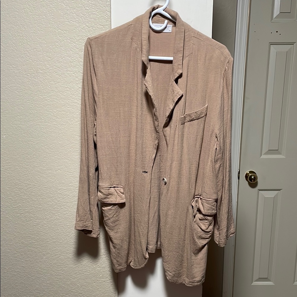 Carly Jean Los Angeles Tan Blazer Soft Lightweight Notched Lapel